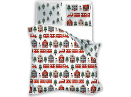 Bavlnené obliečky SCANDIC Zimný vláčik - biele - 220x200 cm