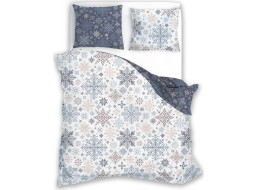 Bavlnené obliečky SCANDIC Vločky - biele / modré - 220x200 cm