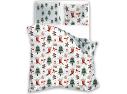 Bavlnené obliečky SCANDIC Perníčky a zimný les - biele - 220x200 cm