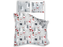 Bavlnené obliečky SCANDIC Snehuliaci a medvede - šedé - 220x200 cm