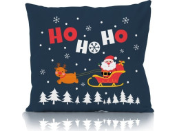 Vianočná obliečka na vankúš HOLLY JOLLY Santa 45x45 cm - tmavo modrý