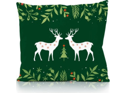 Vianočná obliečka na vankúš HOLLY JOLLY Jelene 45x45 cm - zelená