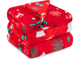 Vianočná deka SNEHULÁK 130x160 cm - červená