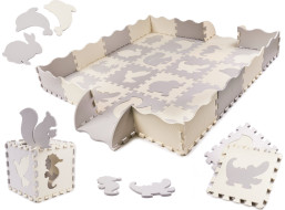 Penová puzzle podložka pre deti - 36 prvkov - šedá/ecru