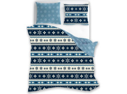 Bavlnené obliečky MAGIC WINTER Vločky - modré - 160x200 cm