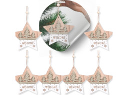 Vianočné drevené ozdoby na stromček - Hviezdička - 5 kusov