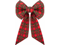 Ozdobná mašľa DECO Glam Bow 50x40+50 cm - károvaná červená