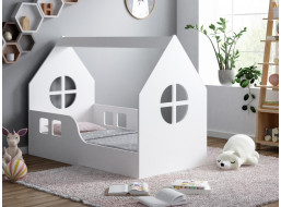 Detská domčeková posteľ HAPPY HOUSE 160x80 cm, biela - Okno 3 + matrac ZADARMO
