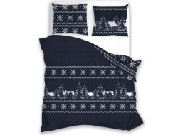 Bavlnené obliečky SCANDIC Zimné dediny - tmavo modré - 220x200 cm
