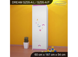 Detská skriňa ROZKVETLÁ LÚKA, typ 5A - ružová, ľavé prevedenie