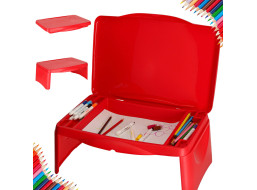 Detský stolík do auta s úložným priestorom červený