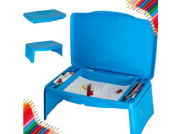 Detský stolík do auta s úložným priestorom - modrý