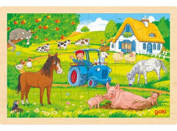 GOKI Drevené puzzle Farma 24 dielikov