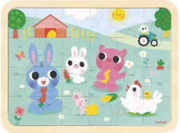 JANOD Drevené puzzle s hľadaním rozdielov Farma 24 dielikov
