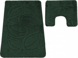 Súprava kúpeľňových predložiek s výrezom TÁŇA - flóra - fľaškovo zelená