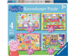 RAVENSBURGER Puzzle Prasiatko Peppa na oslave 4v1 (12,16,20,24 dielikov)