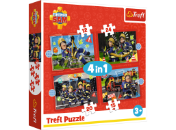 TREFL Puzzle Požiarnik Sam: Dobrodružstvo Požiarnika Sama 4v1 (12,15,20,24 dielikov)