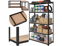 Policový regál - 5 políc - 205x120x45 cm - čierny