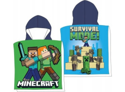 Detská rýchloschnúca osuška s kapucňou MINECRAFT 50x100 cm - modrá/zelená