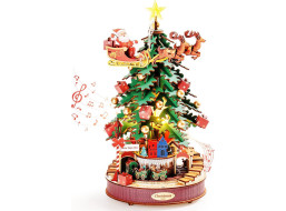 ROBOTIME Rolife DIY 3D drevené puzzle Vianočný stromček s LED osvetlením 319 dielikov