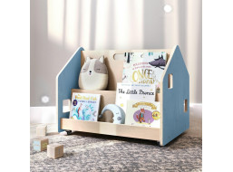 BusyKids Obojstranná knižnica na kolieskach modrá