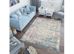 Kusový koberec AZUR vintage - šedý/ružový/modrý, 160x220 cm