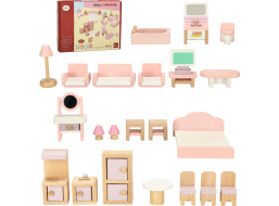 Drevený nábytok do domčeka pre bábiky - ružový