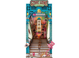 RoboTime 3D skladačka Zarážka na knihy Miniatúra domčeka Mestská ulica