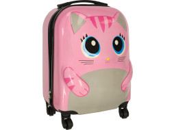 Detský cestovný kufor na kolieskach - Ružová mačka