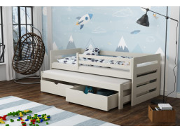 Detská posteľ z masívu borovice JOLANA s prístelkou a šuplíkmi - 200x90 cm - KAŠMÍROVÁ