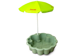 DOLONI Pieskovisko Kvetina EKO zelená so slnečníkom