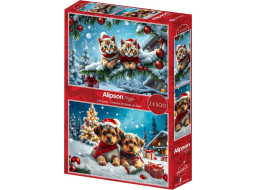 ALIPSON Puzzle Vianočné mačiatka a šteniatka 2x500 dielikov