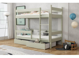 Detská poschodová posteľ z masívu borovice LEGEND so šuplíkmi - 200x90 cm - OLIVOVO ZELENÁ