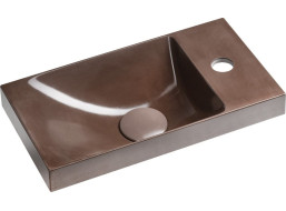 Sapho AGOS betónové umývadlo 40x22cm, ľavé/pravé, tmavo hnedá pololesk AS40015