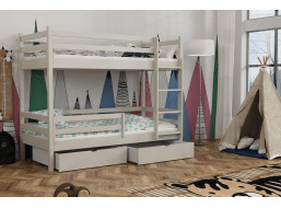Detská poschodová posteľ z masívu borovice LEGEND PLUS so šuplíkmi - 200x80 cm - KAŠMÍROVÁ