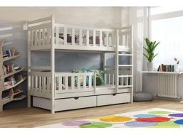 Detská poschodová posteľ z masívu borovice KAREL so šuplíkmi - 200x90 cm - KAŠMÍROVÁ