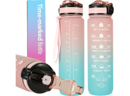 Fľaša na vodu 1l - ružová/tyrkysová