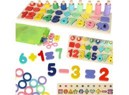 Drevená Montessori vkladačka s tvarmi a číslami 3v1