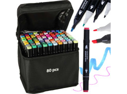 Obojstranné liehové fixy v púzdre 80 ks + stojan