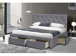 Posteľ z masívu so šuplíkmi BETY 200x160 cm - čalúnená - šedá