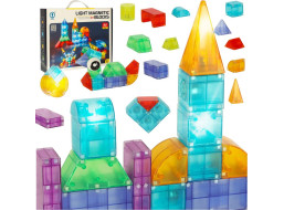 Svietiaca LED magnetická 3D stavebnica - 64 prvkov