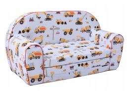 Detská rozkladacia JUNIOR pohovka Stavebné stroje - šedá