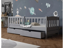 Detská posteľ z masívu borovice BEN so šuplíkmi - 180x80 cm - ŠEDÁ