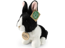 Rappa Plyšový králik bielo-čierny sediaci 16 cm ECO-FRIENDLY