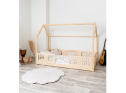 Detská domčeková Montessori posteľ z masívu borovice LUNA L - 200x90 cm