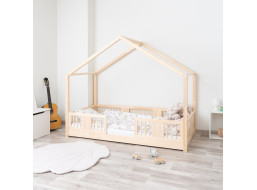 Detská domčeková Montessori posteľ z masívu borovice LUNA S - 160x80 cm
