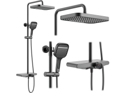 Sprchová súprava Rea BARI s termostatickou batériou a policou - titánová šedá
