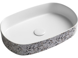 Isvea INFINITY OVAL keramické umývadlo na dosku, 55x36cm, terrazzo 10NF65055-2L-TRZ