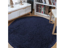Moderný koberec SHAGGY CAMIL okrúhly - tmavomodrý