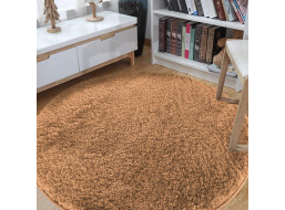 Moderný koberec SHAGGY CAMIL okrúhly - svetlo hnedý